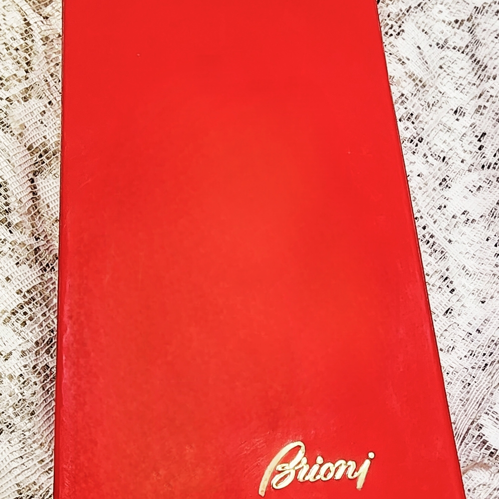 Brioni 100% Silk Tie & Pocket Square Set - Champagne Gold Striped - Orig Giftbox